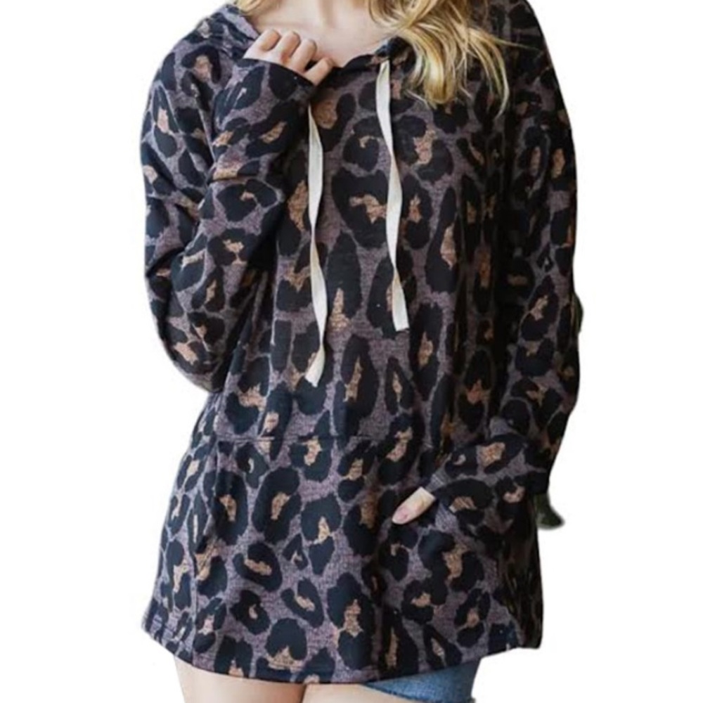 Hopely Leopard Print Hoodie -Size Small